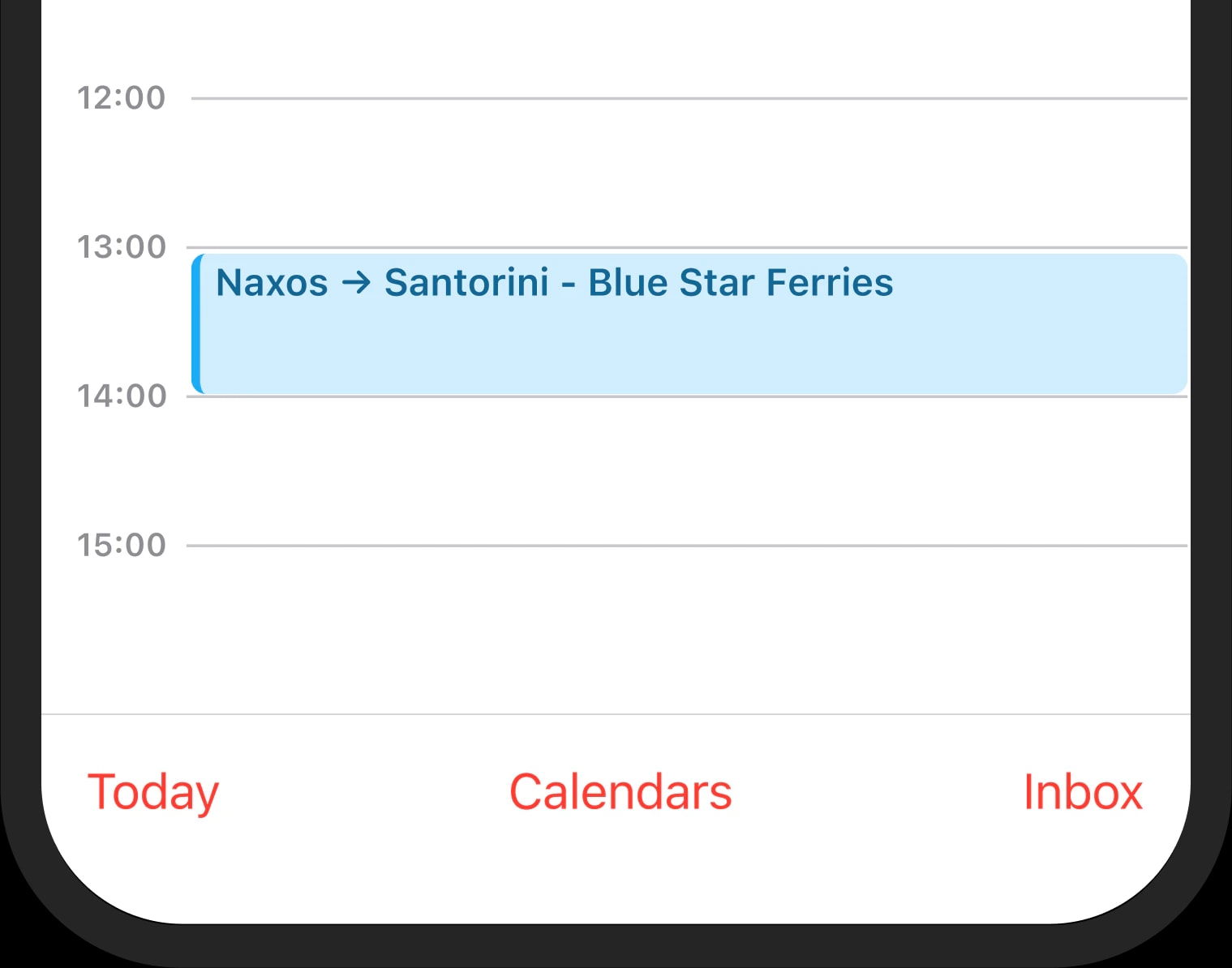 Ferry crossing synced into a calendar app